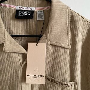 Scotch & Soda Men’s Tan Short Sleeve Camp Collar Polo